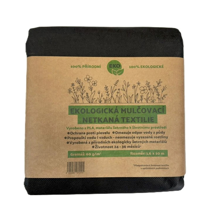 ECO Netkaná mulčovacia textília PLA 60 g 1,6 x 10 m čierna kompostovateľná