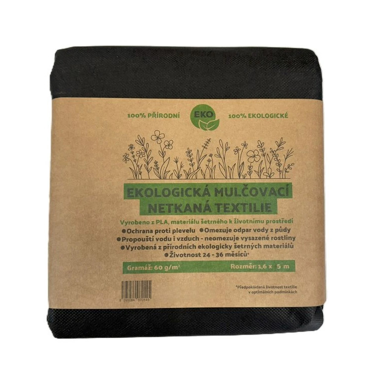 ECO Netkaná mulčovacia textília PLA 60 g 1,6 x 5 m čierna kompostovateľná