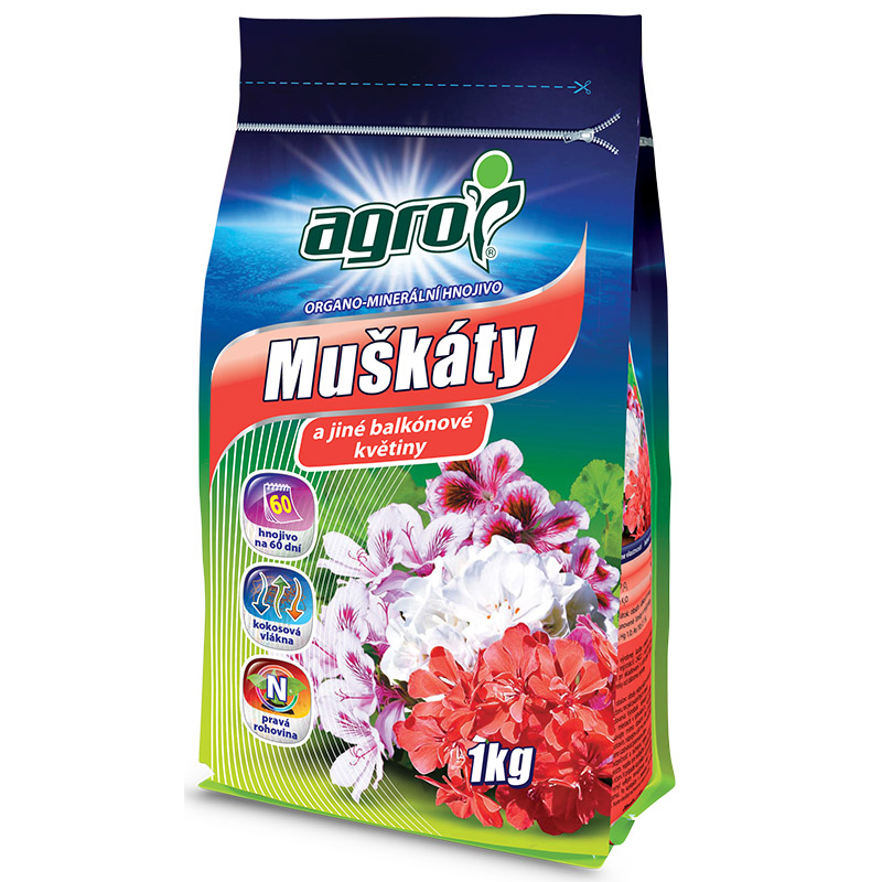 E-shop AGRO Organominerálne hnojivo muškáty 1 kg CZ/SK